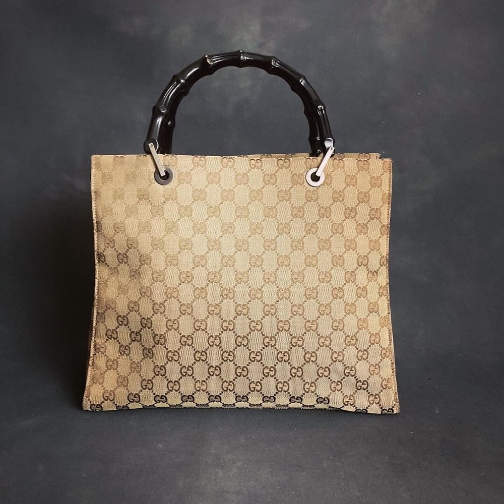Gucci GG Monogram Vintage Bamboo Tote